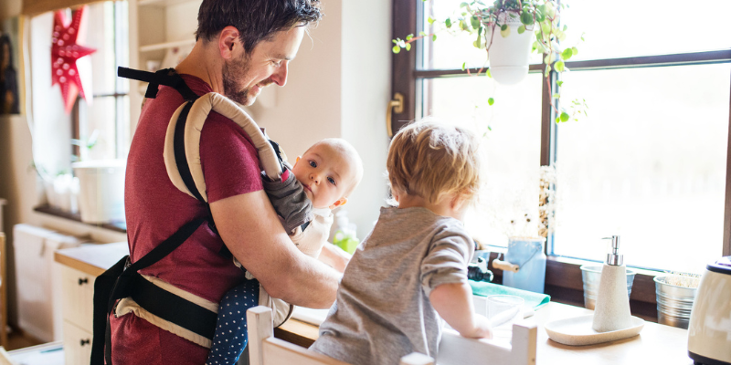 Father with baby and toddler